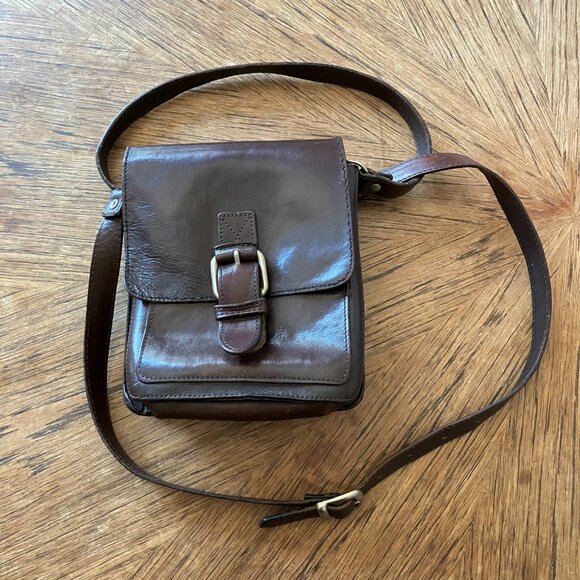 Vintage Aldo Small Crossbody Leather Bag - Dark Brown - Picture 1 of 9